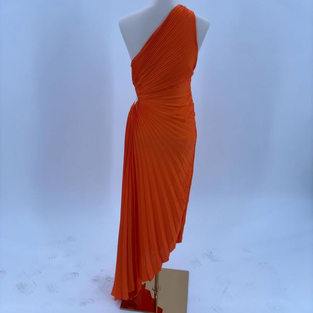 A.L.C. One-Shoulder Orange Cutout Delfina Dress